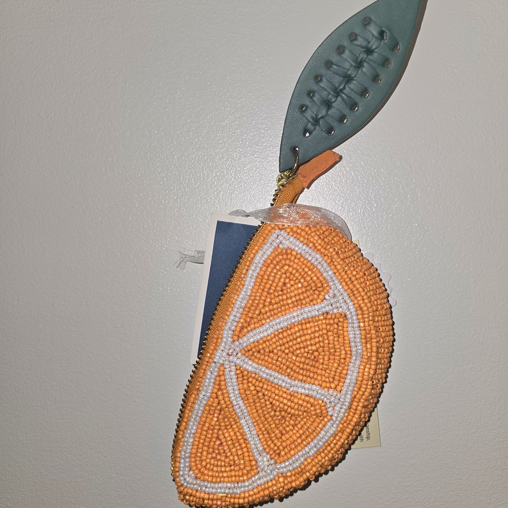 Beaded Orange Slice Keychain